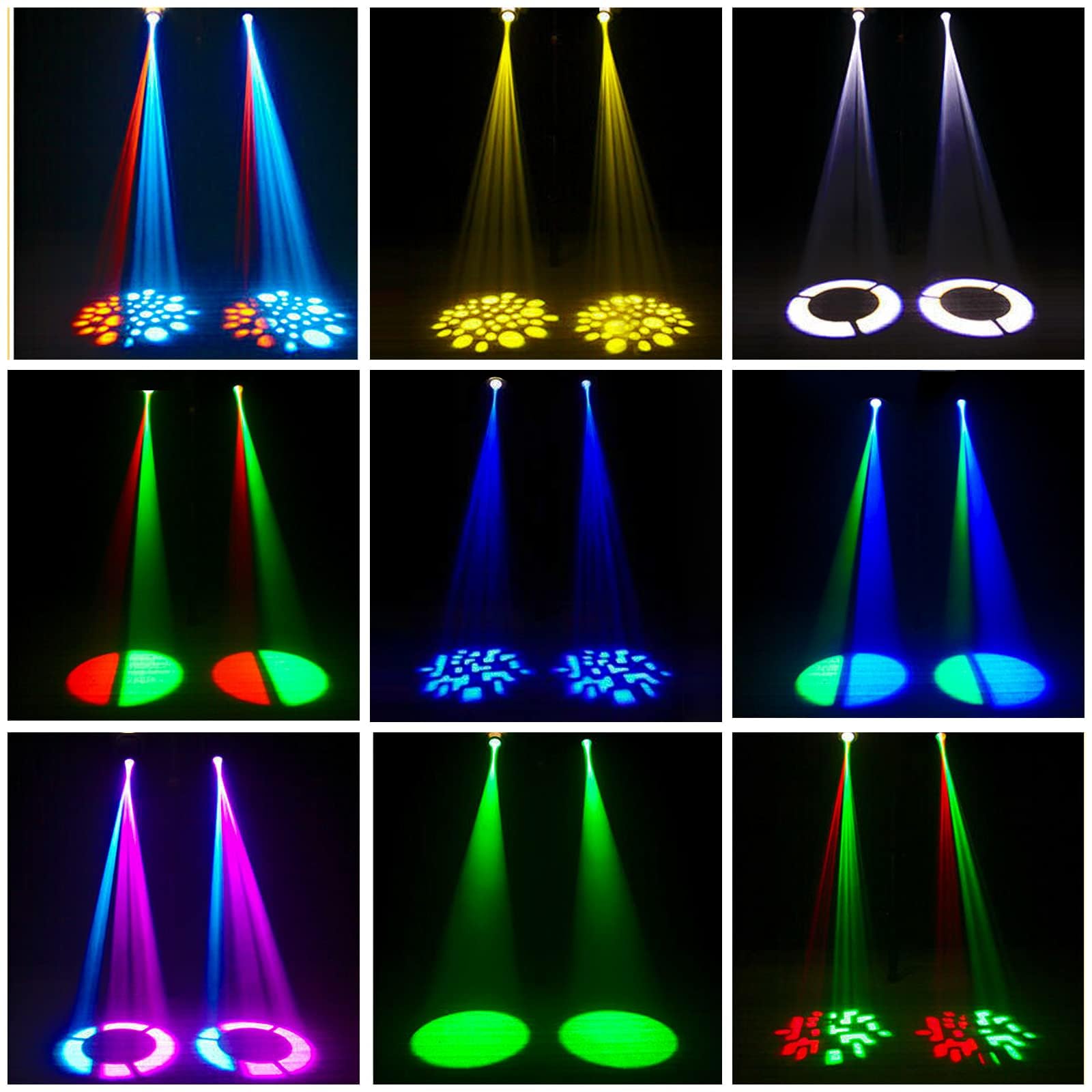 8PCS 60W LED Moving Head Light Stage Lights with Remote Control 8 GOBO 8 Pattern Spotlight by DMX Controlled 11 Channel with Sou